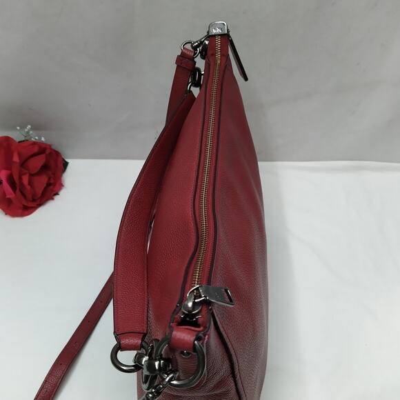 Coach Chelsea Red Leather Zipper Crossbody Shoulder Bag - Picture 9 of 16